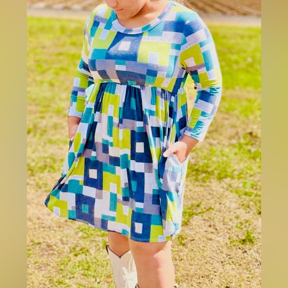 Colorful Geometric Print Dress